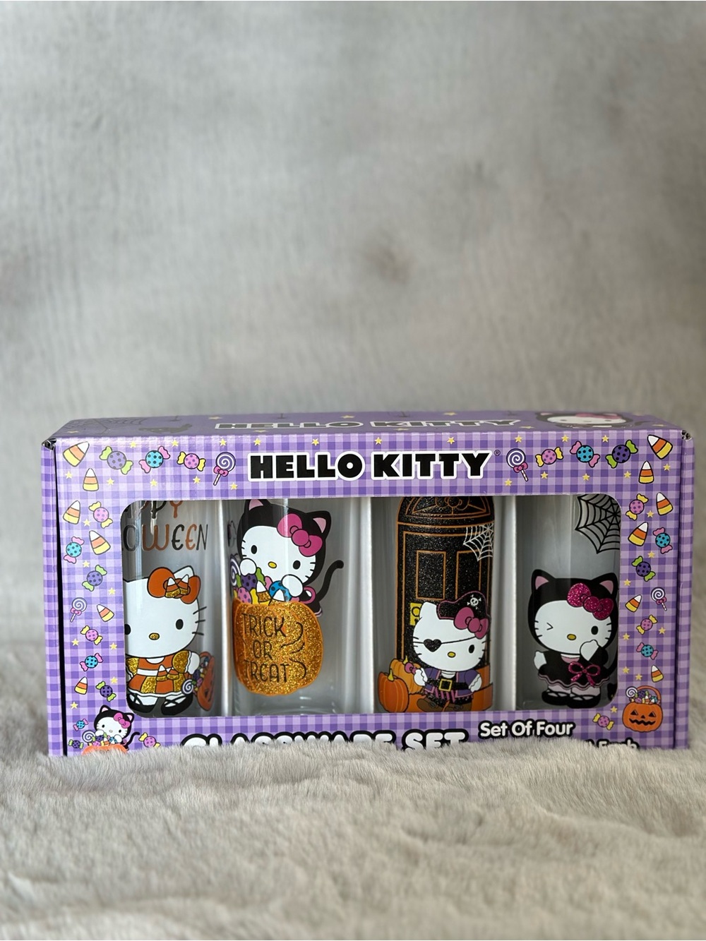 Hello Kitty Purple Halloween Glasses Set of 4